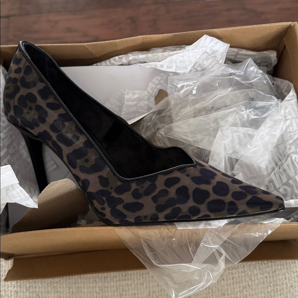 Steve Madden Womens Raz Brown Animal Print Man Made Pumps New - Picture 3 of 3